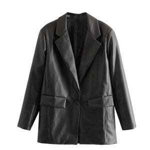 Faux leather blazer